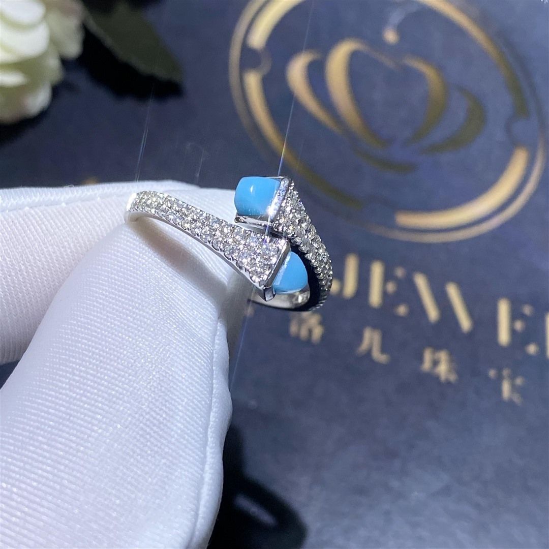 Marli Cleo Diamond Wrap Ring with Turquoise in 18kt White Gold