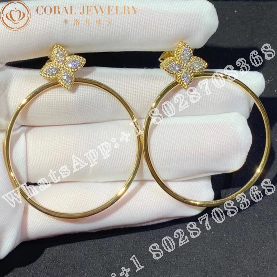 Roberto Coin Princess Flower Yellow Gold Earrings with Diamonds