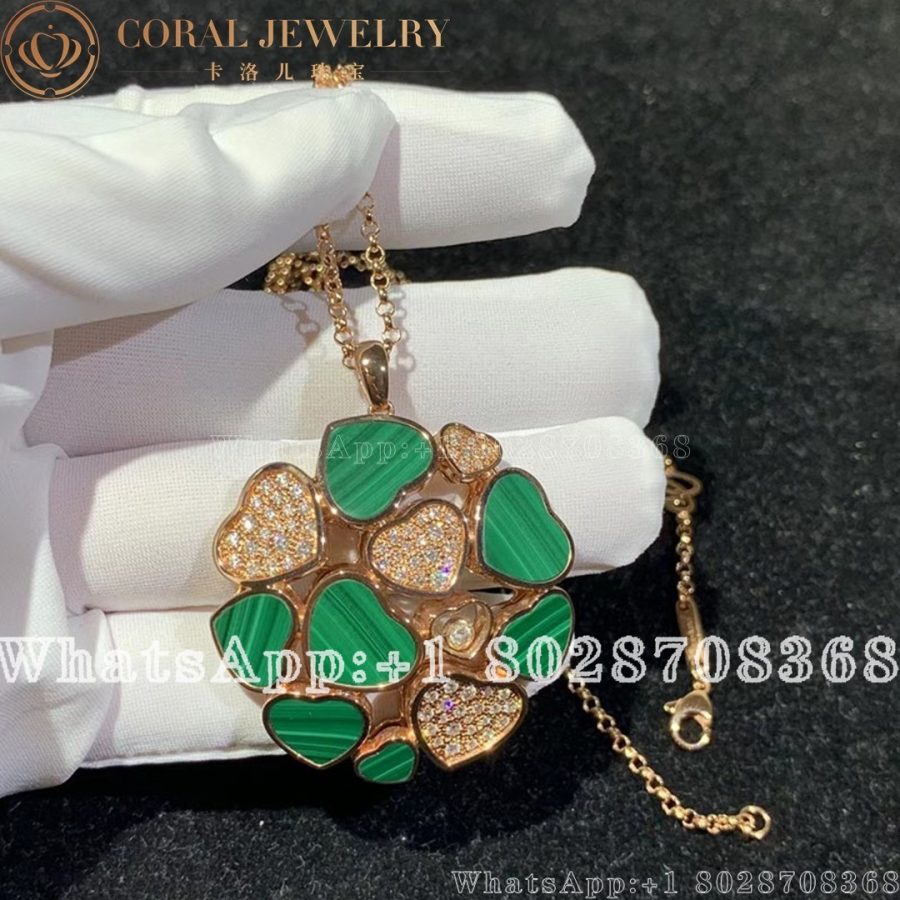 Chopard Happy Hearts Pendant 18k Rose Gold, Malachite and Diamonds 79A483-5141 - Image 4