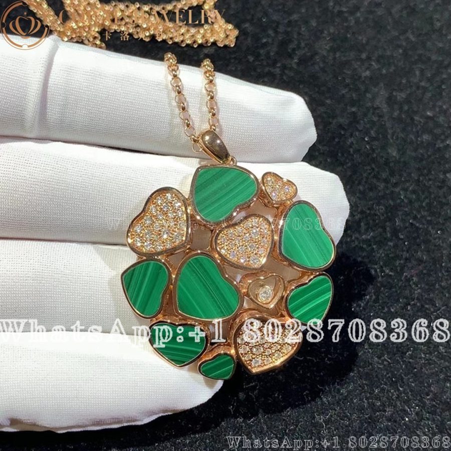 Chopard Happy Hearts Pendant 18k Rose Gold, Malachite and Diamonds 79A483-5141 - Image 5