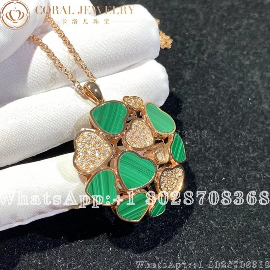 Chopard Happy Hearts Pendant 18k Rose Gold, Malachite and Diamonds 79A483-5141 - Image 6