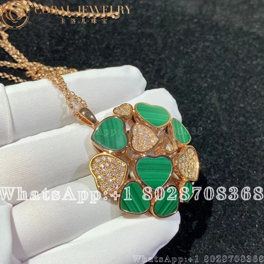 Chopard Happy Hearts Pendant 18k Rose Gold, Malachite and Diamonds 79A483-5141 - Image 7