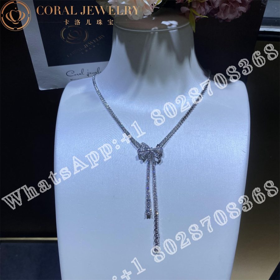 Graff Tilda’s Bow Double Strand Round Diamond Necklace White Gold - Image 4