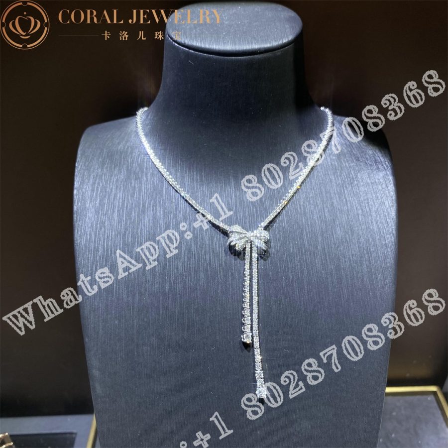 Graff Tilda’s Bow Double Strand Round Diamond Necklace White Gold - Image 7