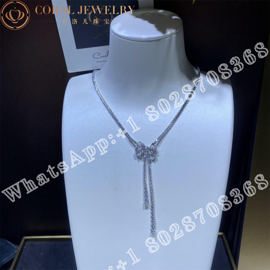 Graff Tilda’s Bow Double Strand Round Diamond Necklace White Gold - Image 5