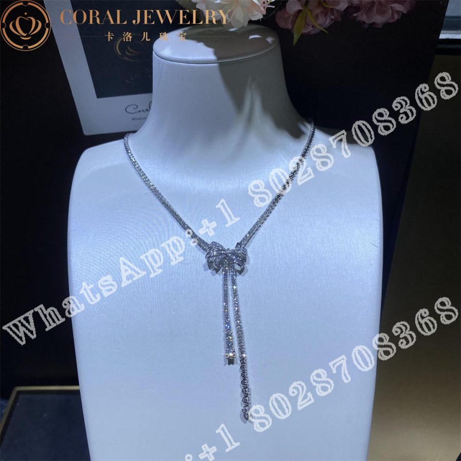 Graff Tilda’s Bow Double Strand Round Diamond Necklace White Gold - Image 3