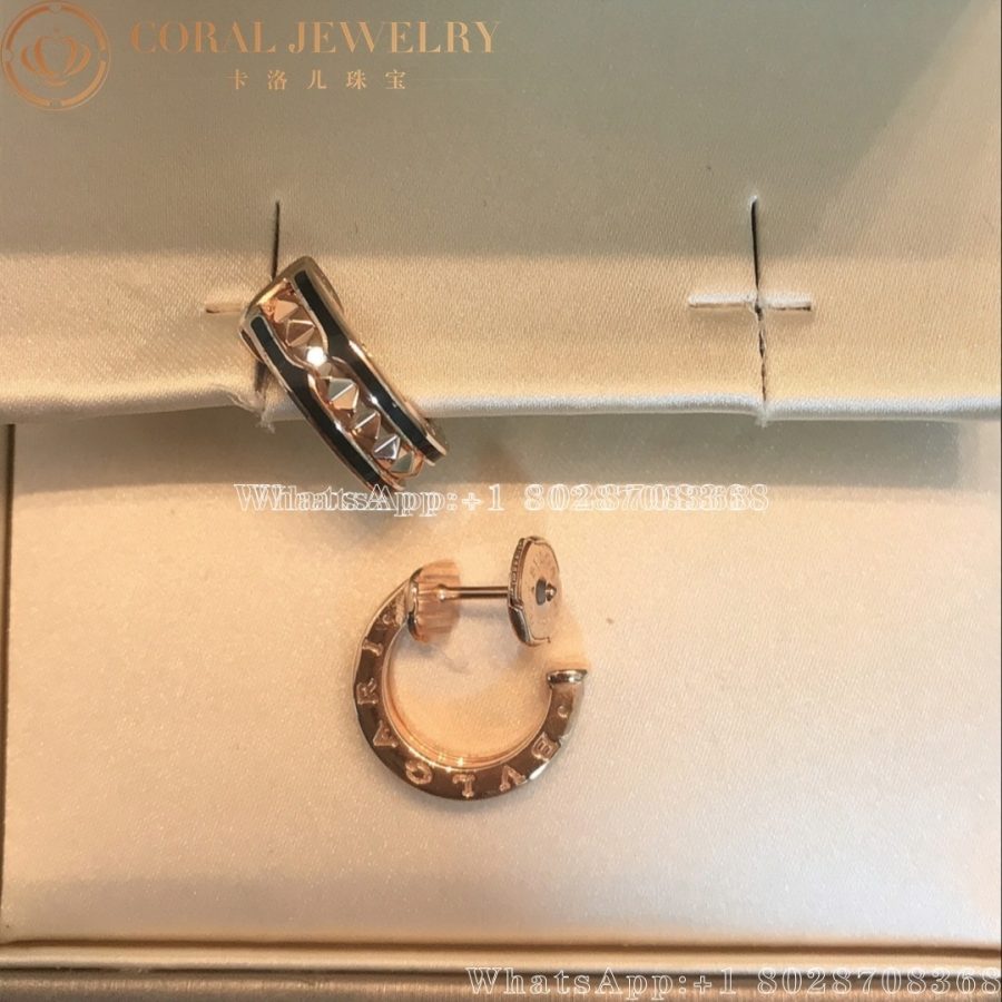 Bulgari B.zero1 Rock 18 kt rose gold earrings with black ceramic Ref. 357567