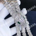Bulgari Serpenti necklace in white gold set with two pear brilliant cut emeralds and diamond pavé necklace - Image 12