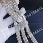 Bulgari Serpenti necklace in white gold set with two pear brilliant cut emeralds and diamond pavé necklace - Image 13