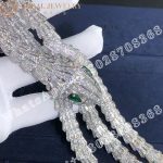 Bulgari Serpenti necklace in white gold set with two pear brilliant cut emeralds and diamond pavé necklace - Image 4