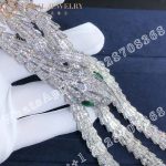 Bulgari Serpenti necklace in white gold set with two pear brilliant cut emeralds and diamond pavé necklace - Image 7