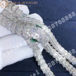 Bulgari Serpenti necklace in white gold set with two pear brilliant cut emeralds and diamond pavé necklace - Image 9
