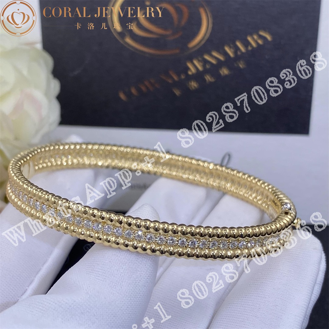 Van Cleef Arpels Perlee Diamonds Bracelet 1 Row Yellow Gold Diamond Vcarp27c00 Coral (1)