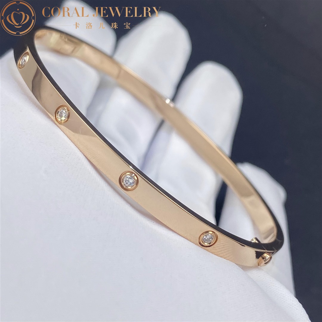 Cartier Love Bracelet, Small Model, 10 Diamonds Rose Gold Ref. B6047917