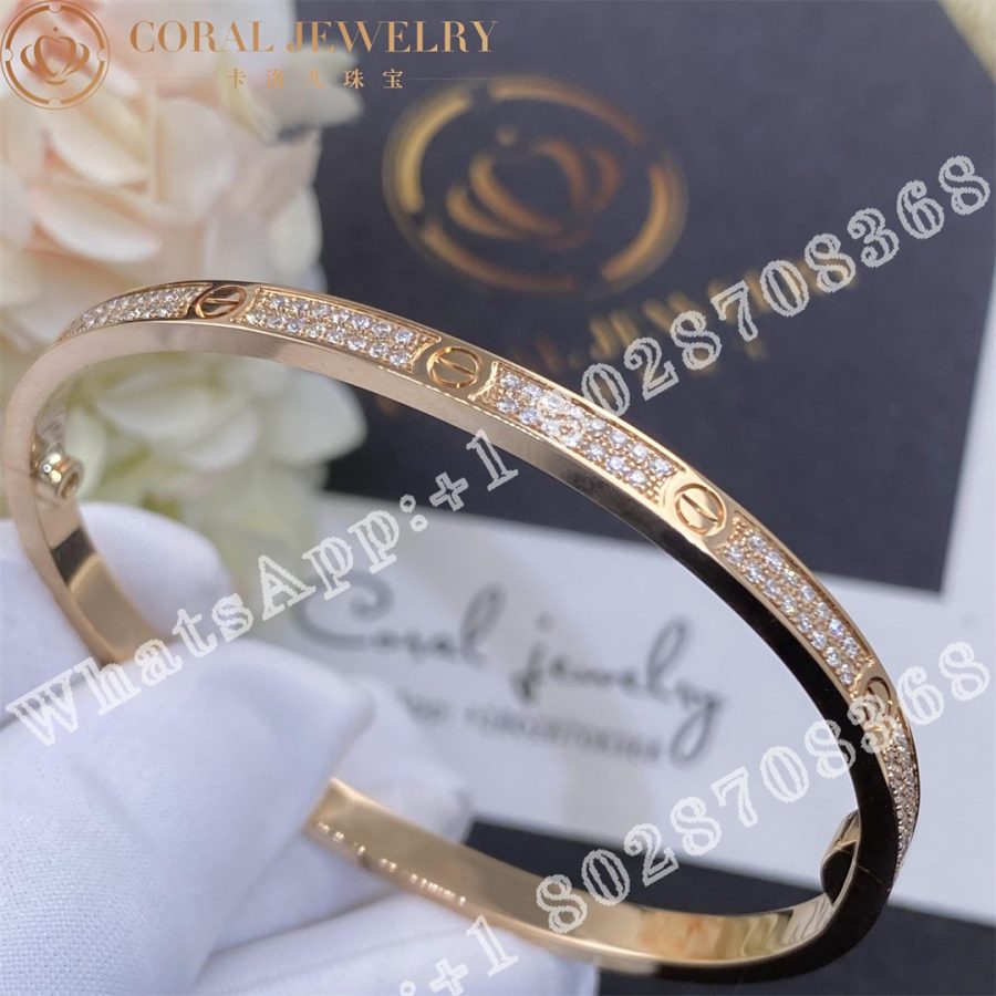 Cartier Love Bracelet, Small Model, Paved Diamonds Rose Gold Ref. N6710717 - Image 3