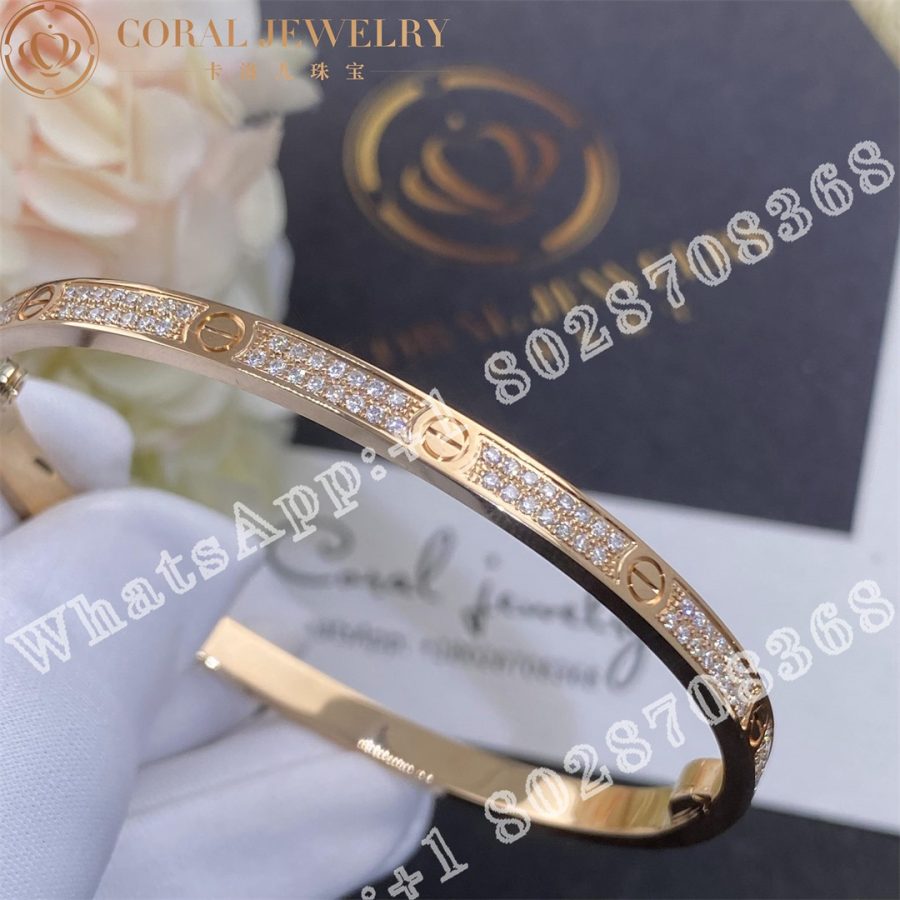 Cartier Love Bracelet, Small Model, Paved Diamonds Rose Gold Ref. N6710717 - Image 4