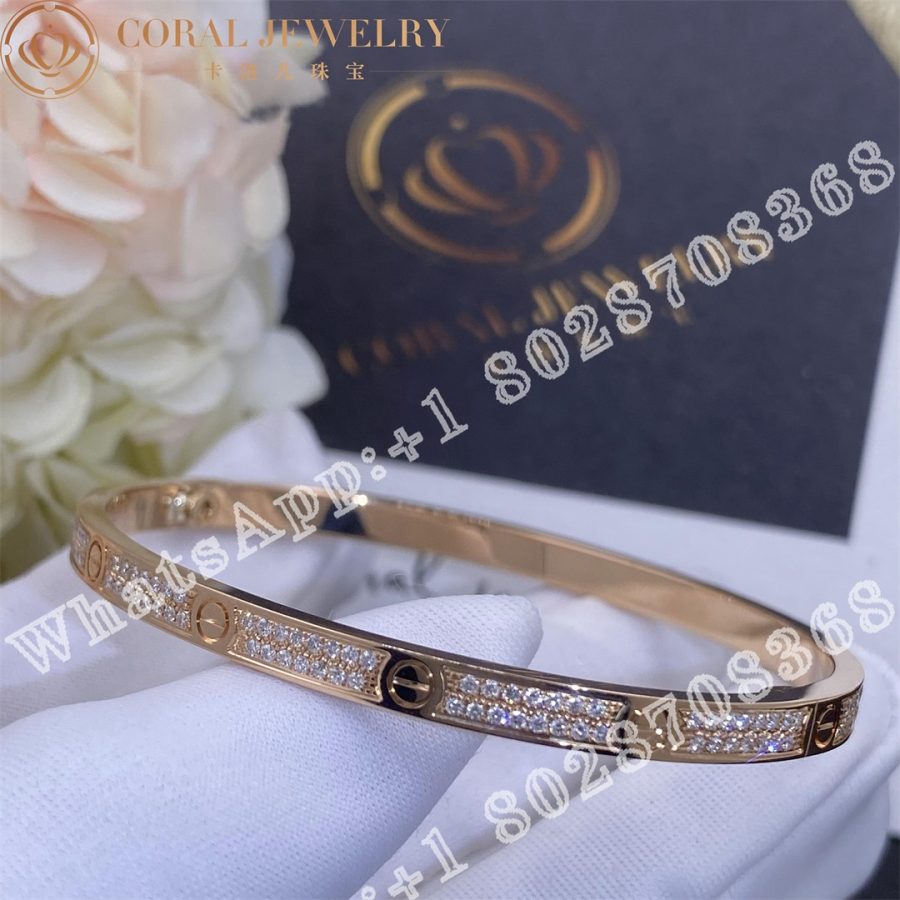 Cartier Love Bracelet, Small Model, Paved Diamonds Rose Gold Ref. N6710717 - Image 5