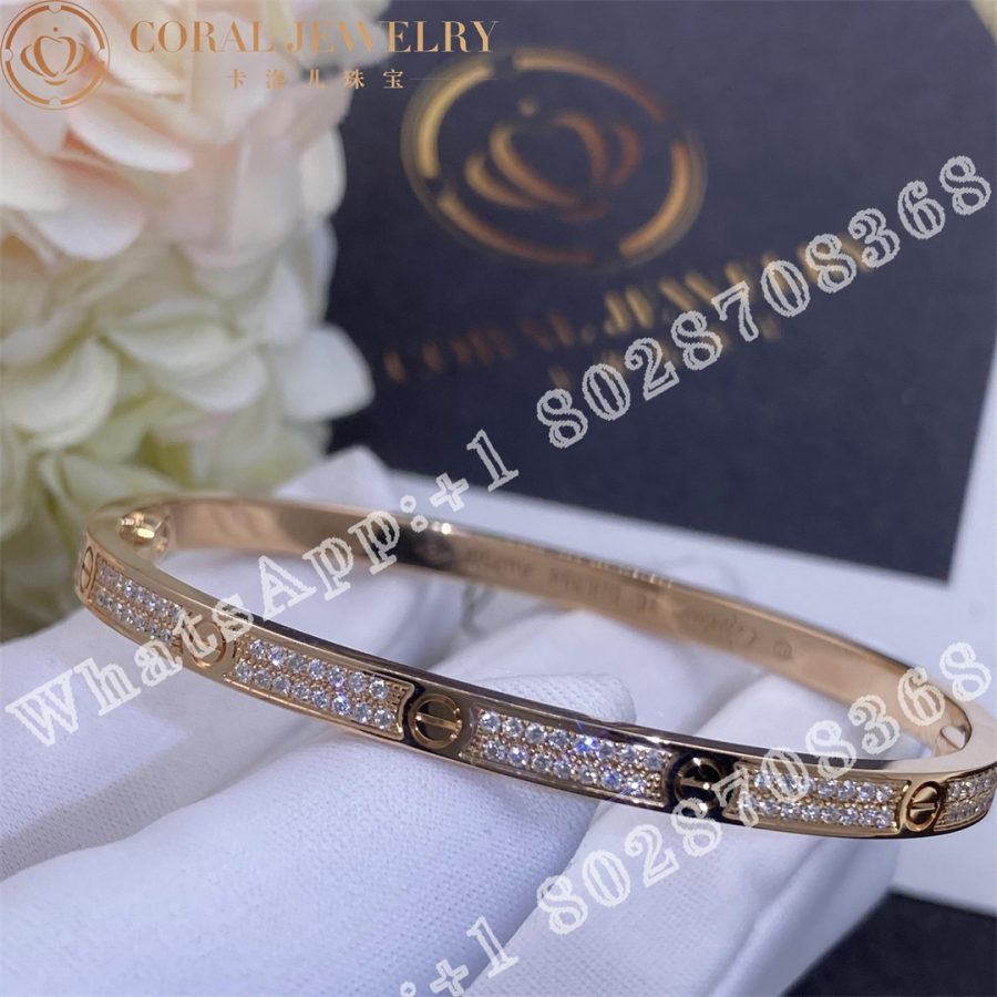 Cartier Love Bracelet, Small Model, Paved Diamonds Rose Gold Ref. N6710717 - Image 6