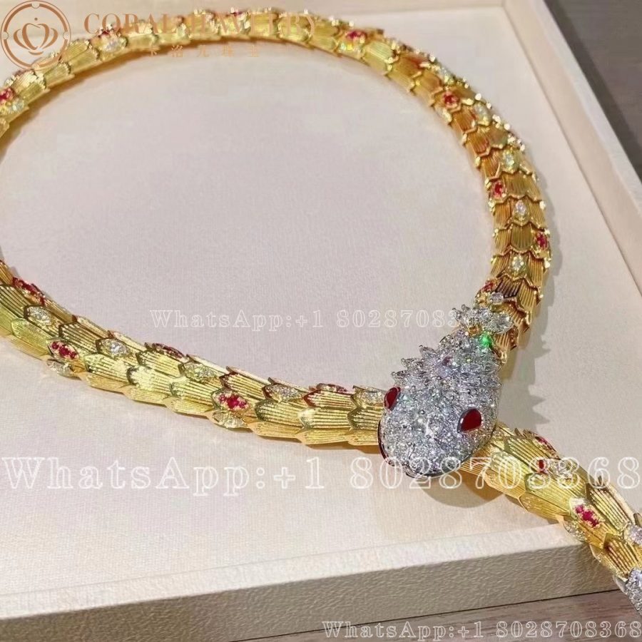 Bulgari Serpenti Necklace Diamond Ruby Gold - Image 5