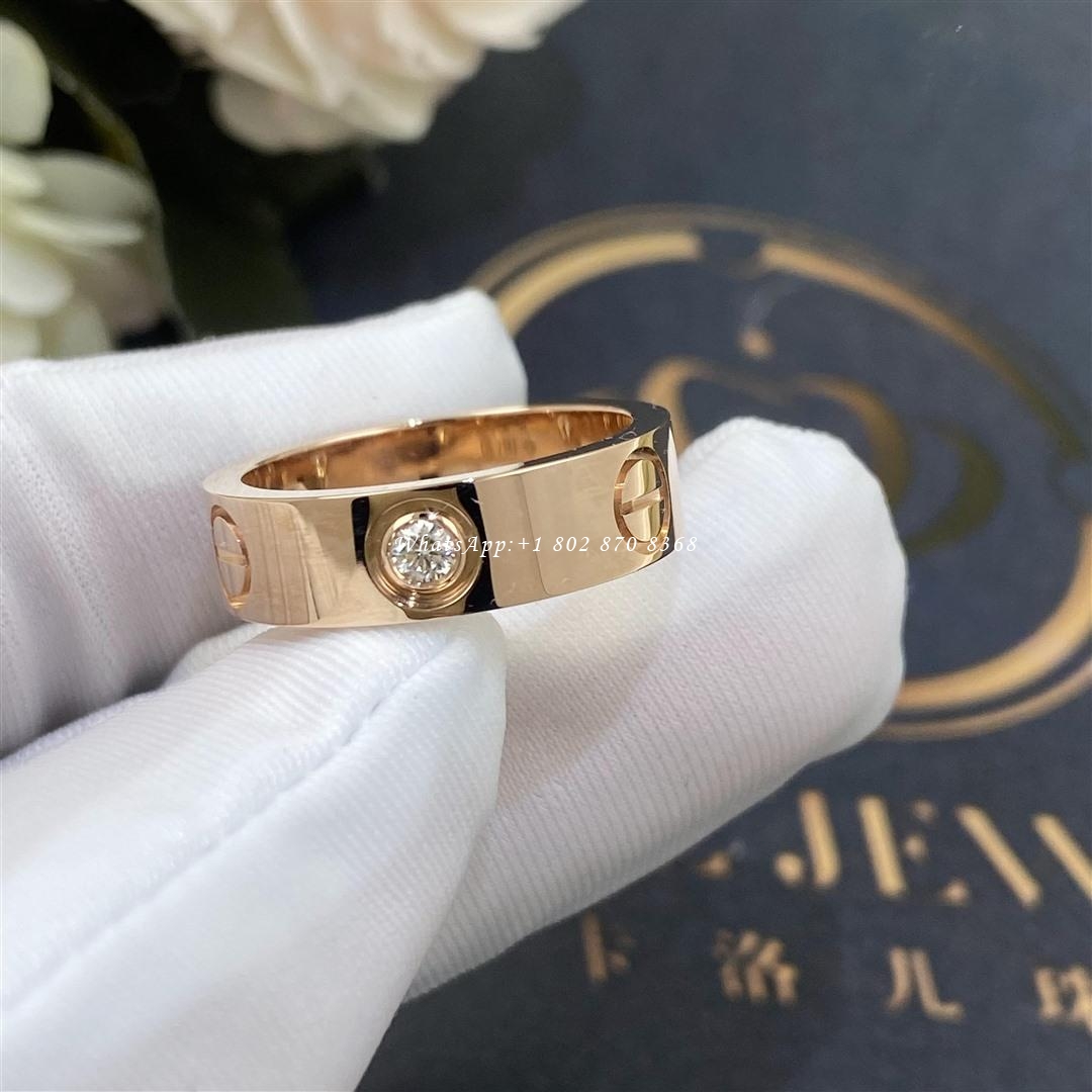 Cartier Love Ring, 3 Diamonds Rose Gold Ref. B4087500