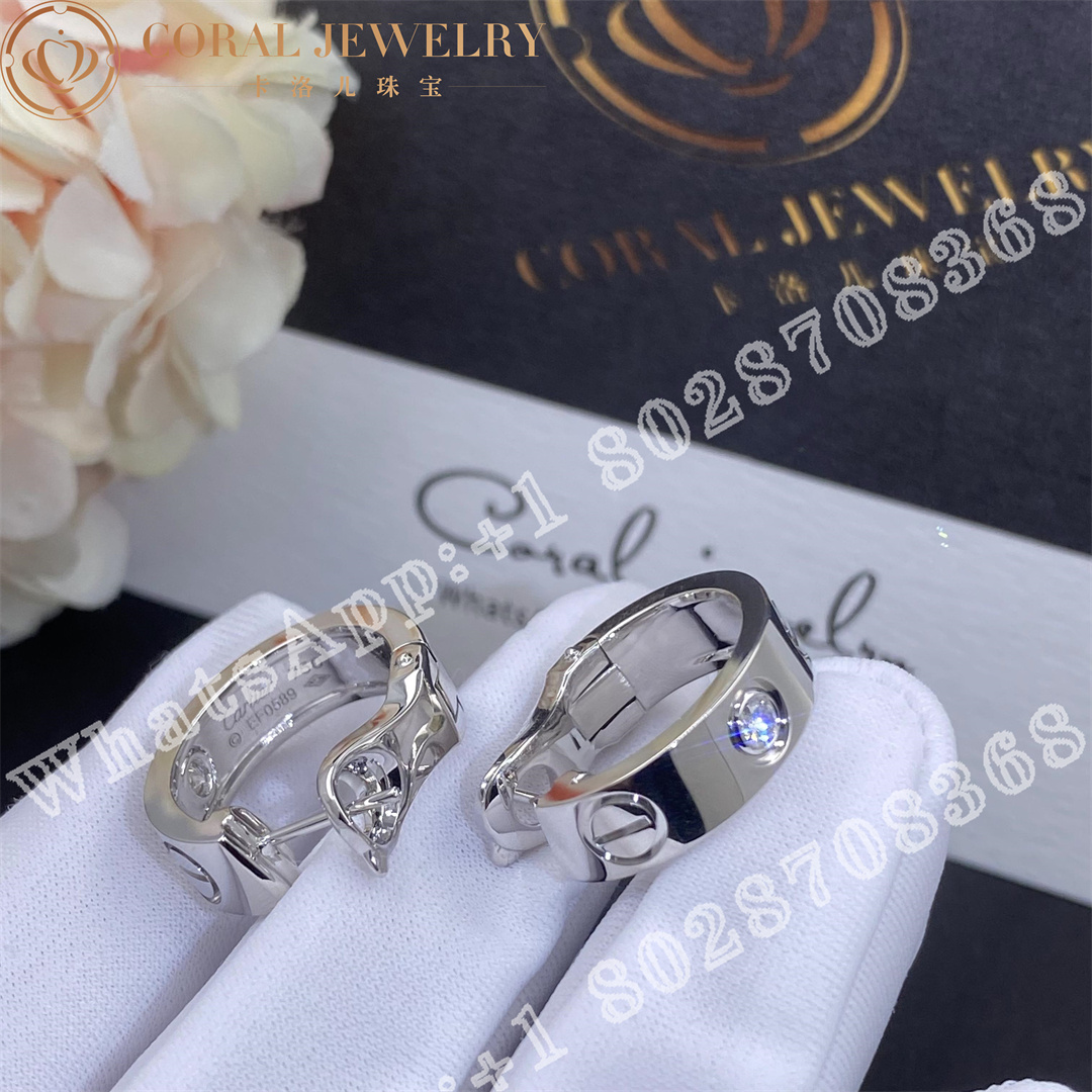 Cartier Love Earrings 2 Diamonds White Gold Ref B8022800 Coral (1)