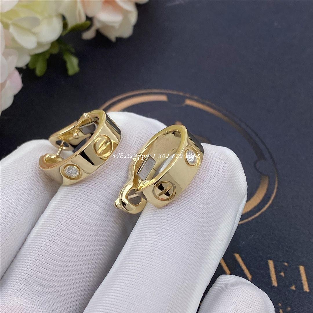 Cartier Love Earrings, 2 Diamonds Yellow Gold Ref. B8022800