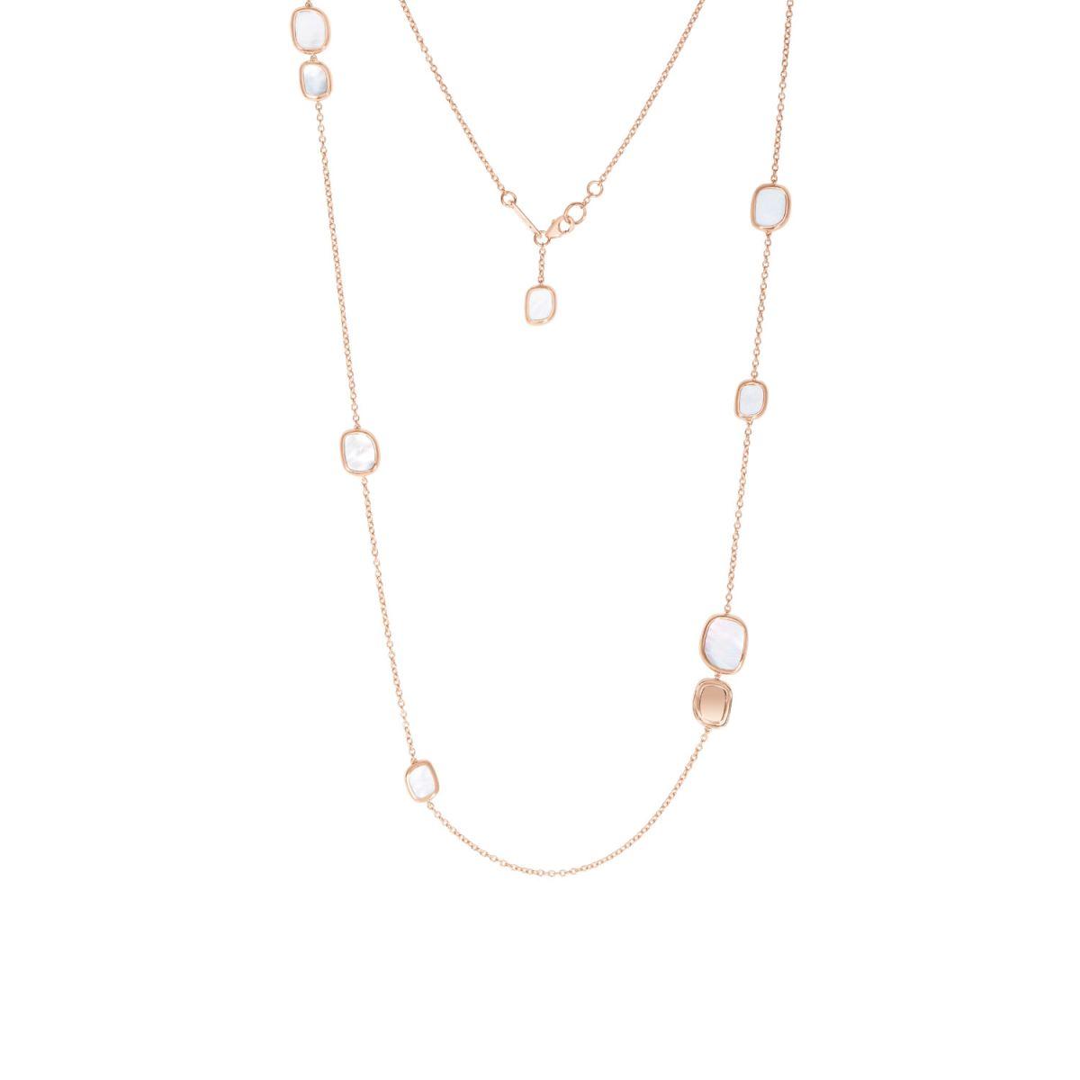 Roberto Coin Black Jade Rose Gold Necklace With Mother Of Pearl