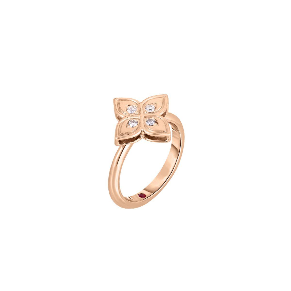 Roberto Coin Diamonds Tiny Princess Rose Gold Ring