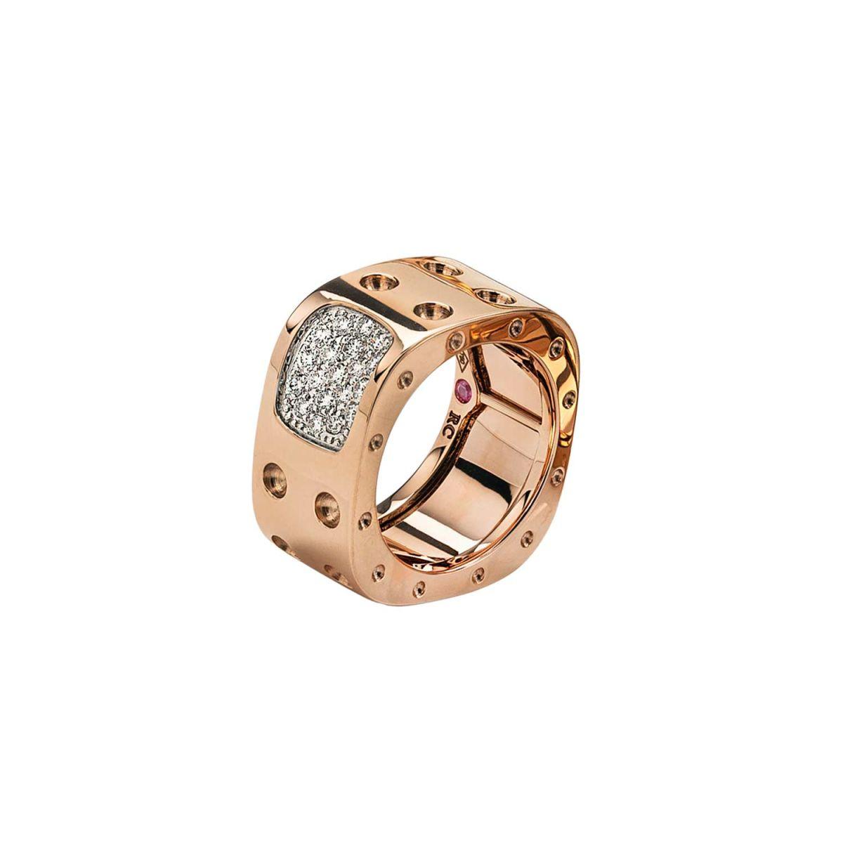 Roberto Coin Pois Moi Rose and White Gold Ring with Diamonds