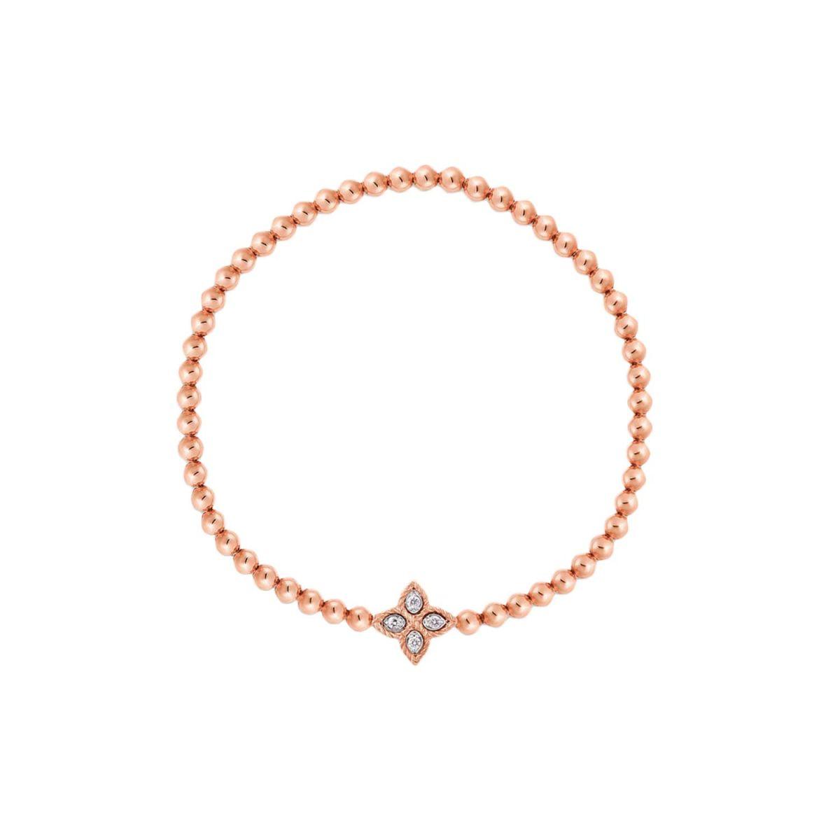 Roberto Coin Princess Flower Rose Gold and White Gold Bracelet with Diamonds