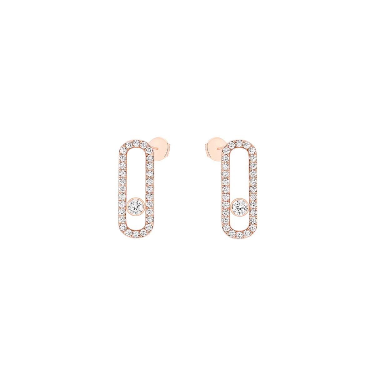 Messika Move Uno Rose Gold Earrings with Diamonds