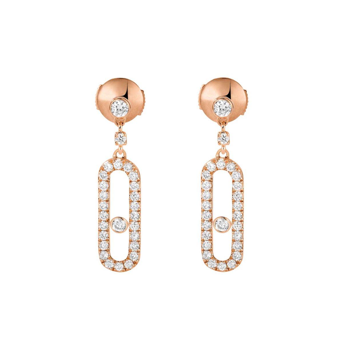 Messika Move Uno Stud Rose Gold Earrings with Diamonds Move Uno Stud 05631-PG