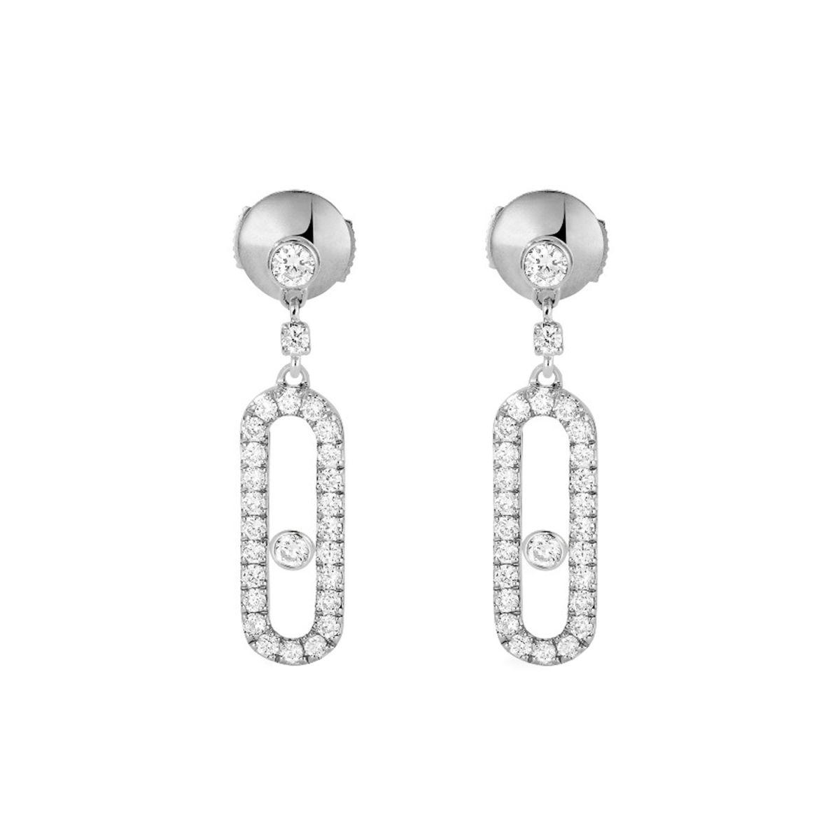 Messika Move Uno Stud White Gold Earrings with Diamonds 05631-WG