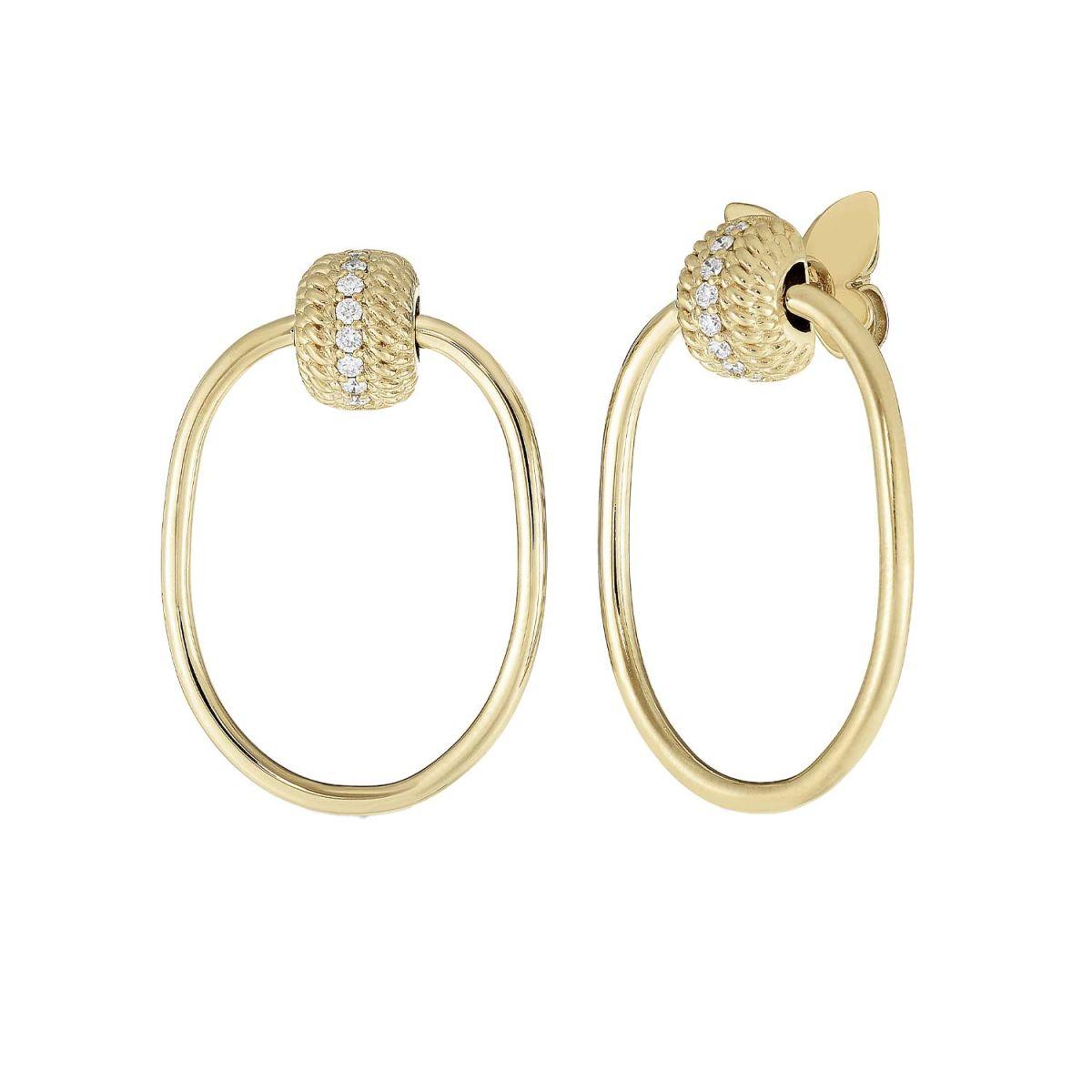 Roberto Coin Opera Yellow and White Gold Earrings with Diamonds