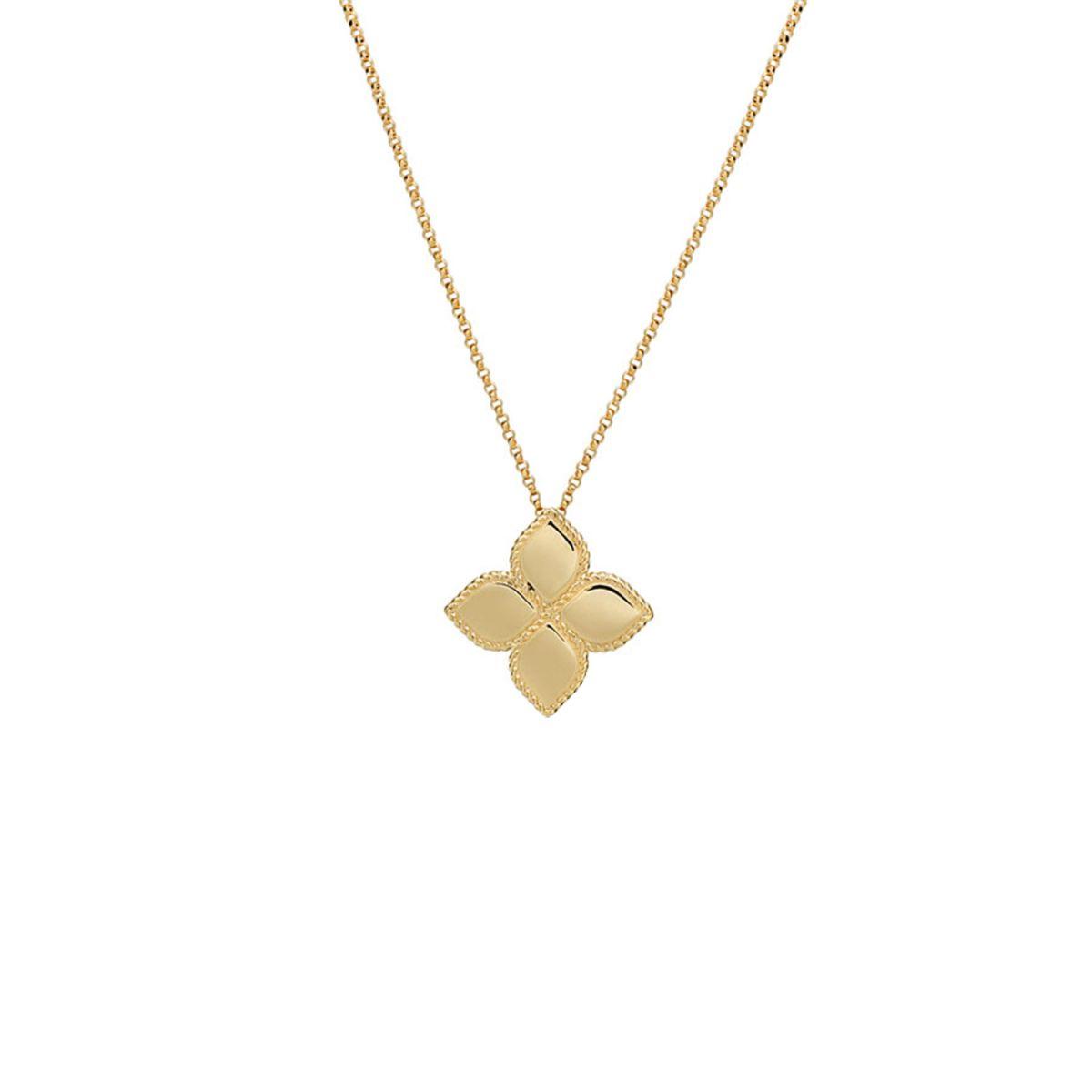 Roberto Coin Princess Flower Yellow Gold Necklace