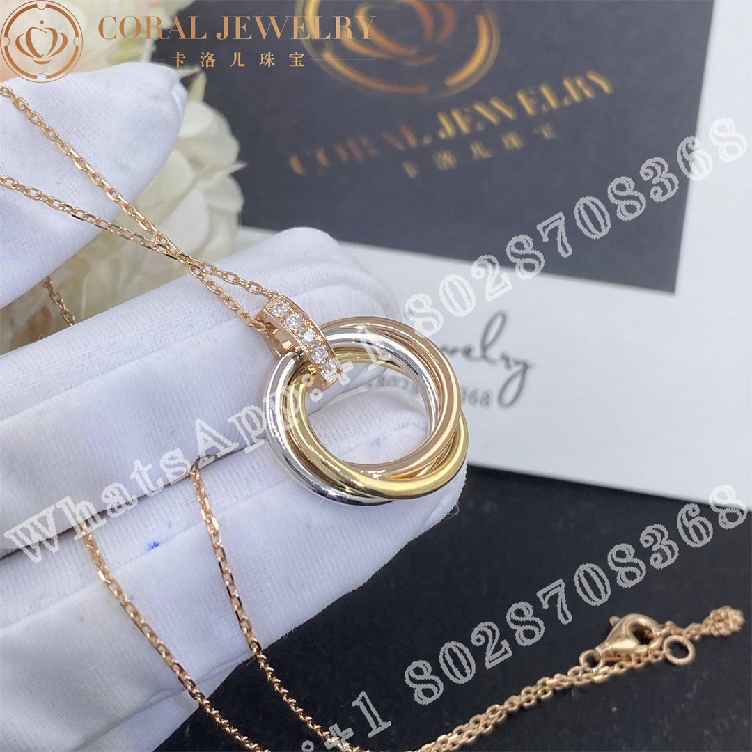 Cartier Trinity Necklace White Gold Yellow Gold Rose Gold Diamond Ref B7058700 Coral (3)