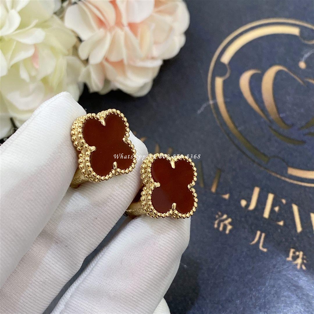 Van Cleef & Arpels Vintage Alhambra Earrings Yellow Gold, Carnelian VCARD40400