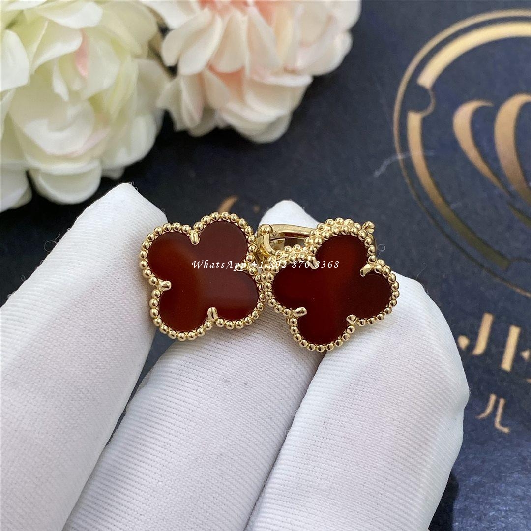 Van Cleef & Arpels Vintage Alhambra Earrings Yellow Gold, Carnelian VCARD40400