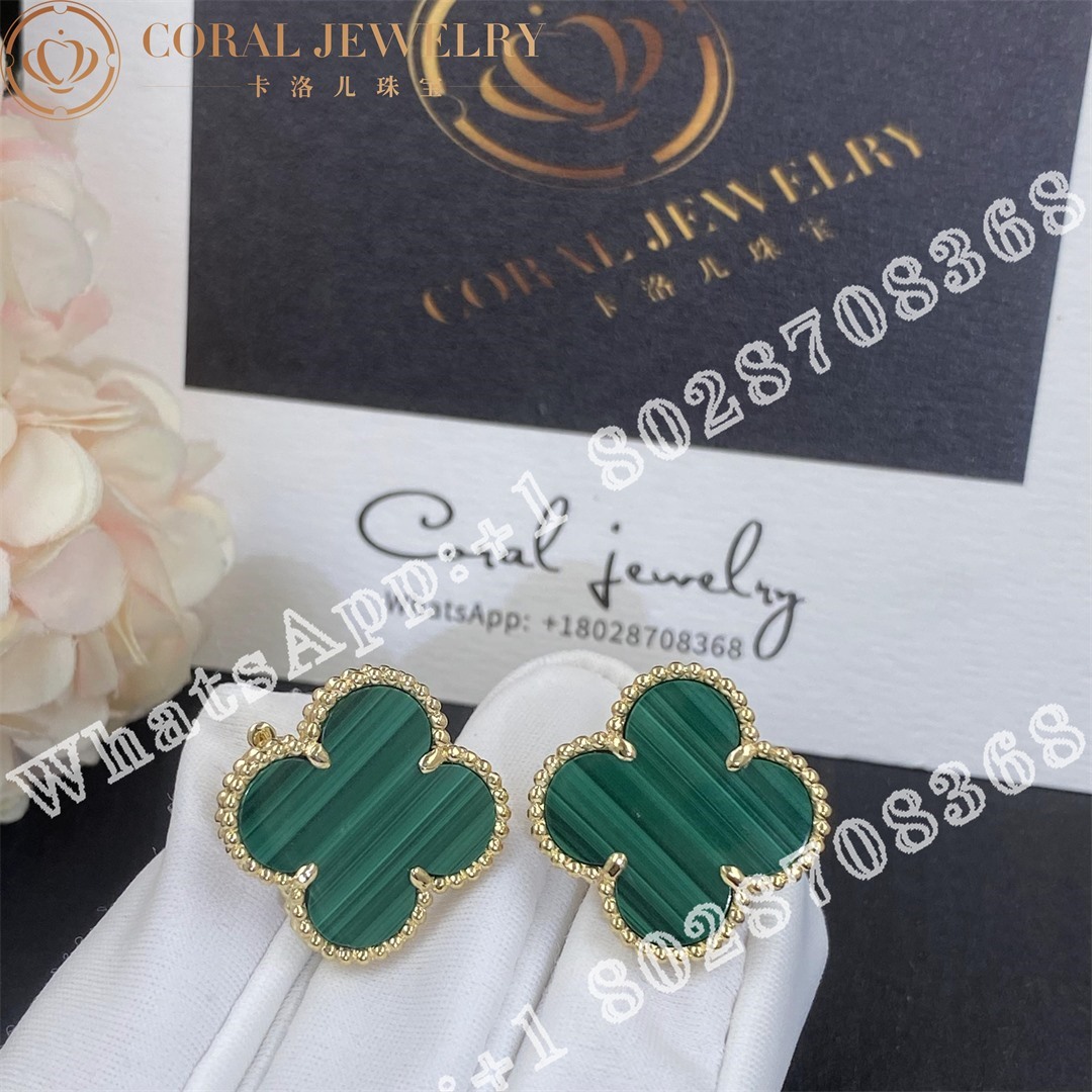 Van Cleef Arpels Magic Alhambra Earrings Yellow Gold Malachite Vcaro3mh00 Coral (1)