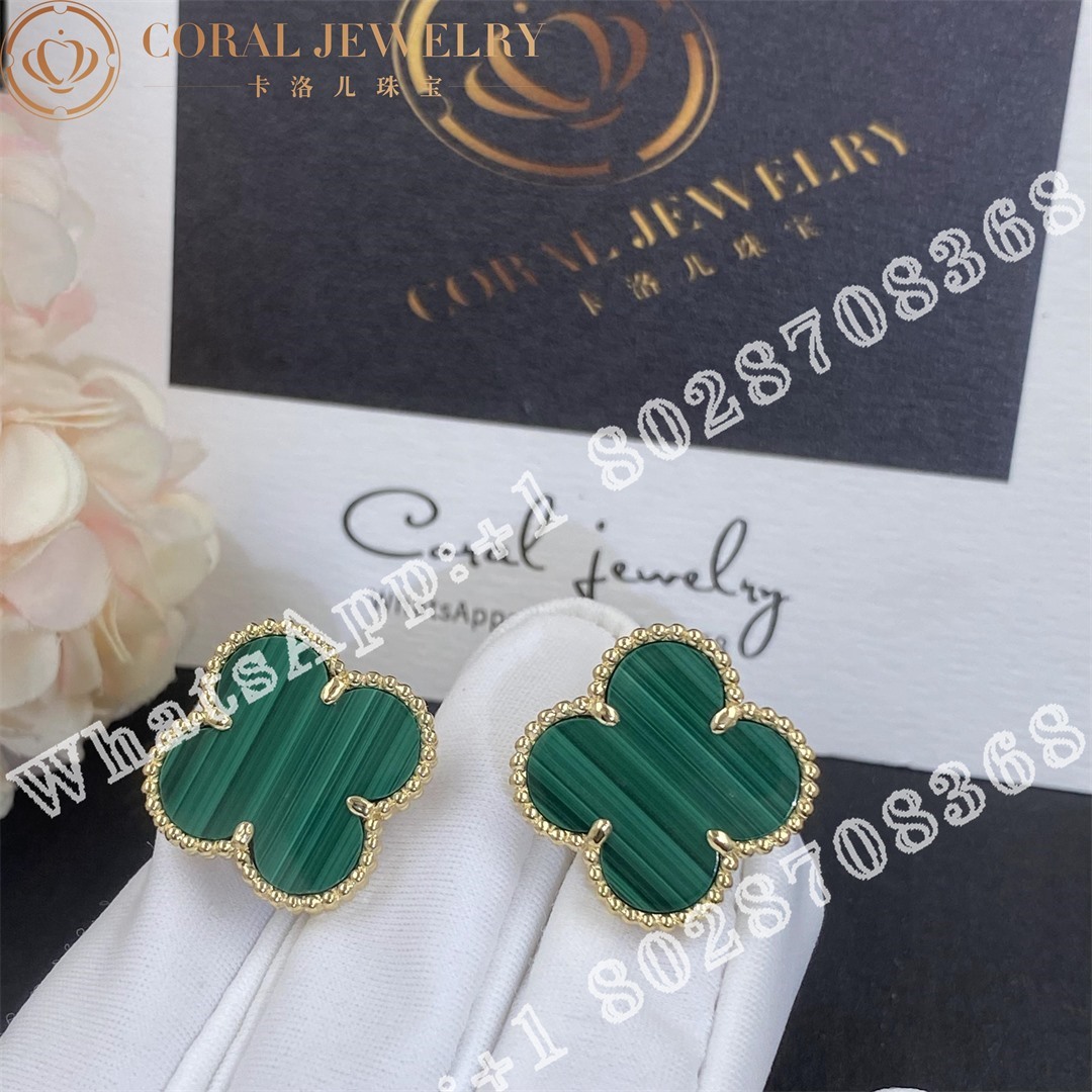 Van Cleef Arpels Magic Alhambra Earrings Yellow Gold Malachite Vcaro3mh00 Coral (2)