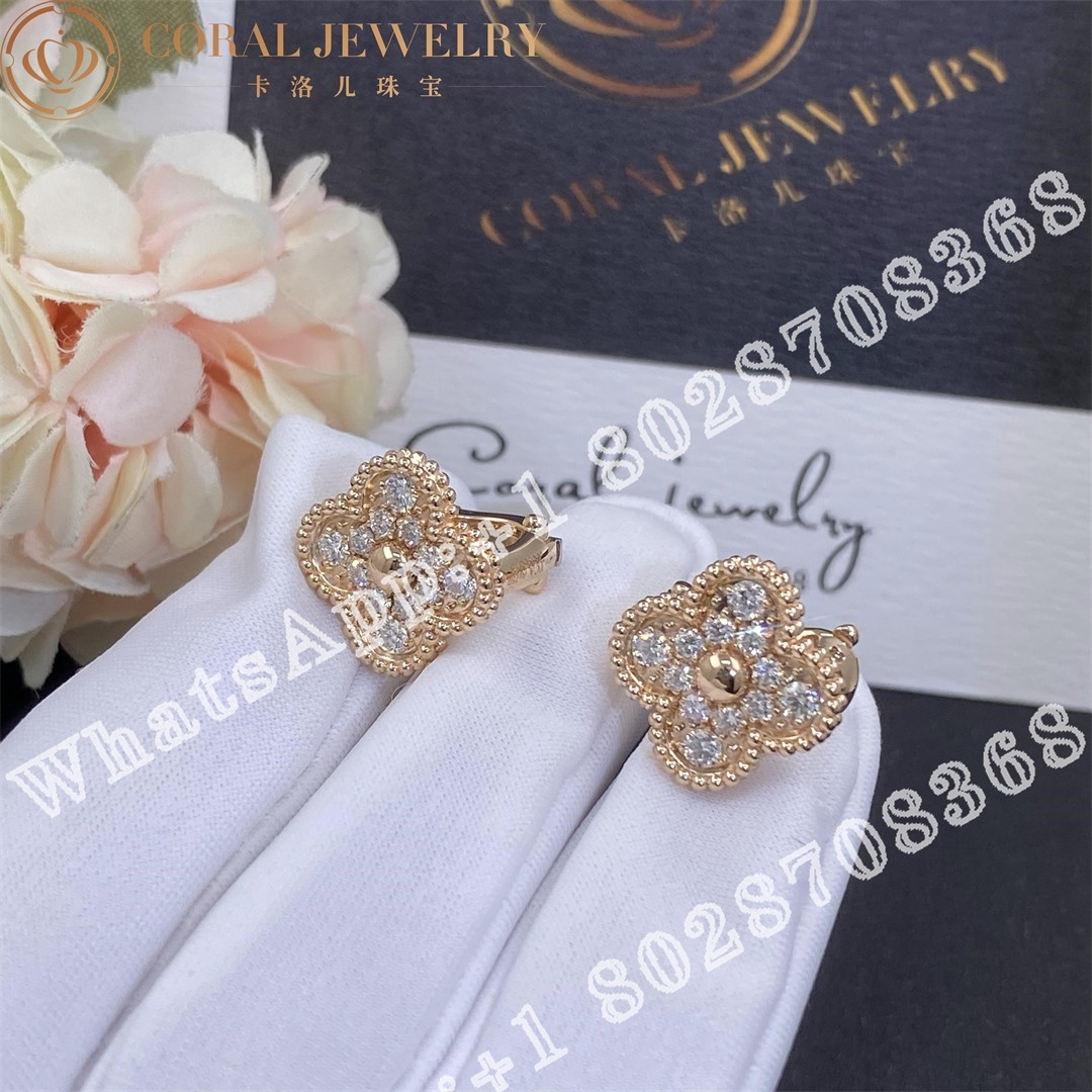 Van Cleef & Arpels Vintage Alhambra Earrings Rose Gold, Diamond  VCARP2R500 - Image 3