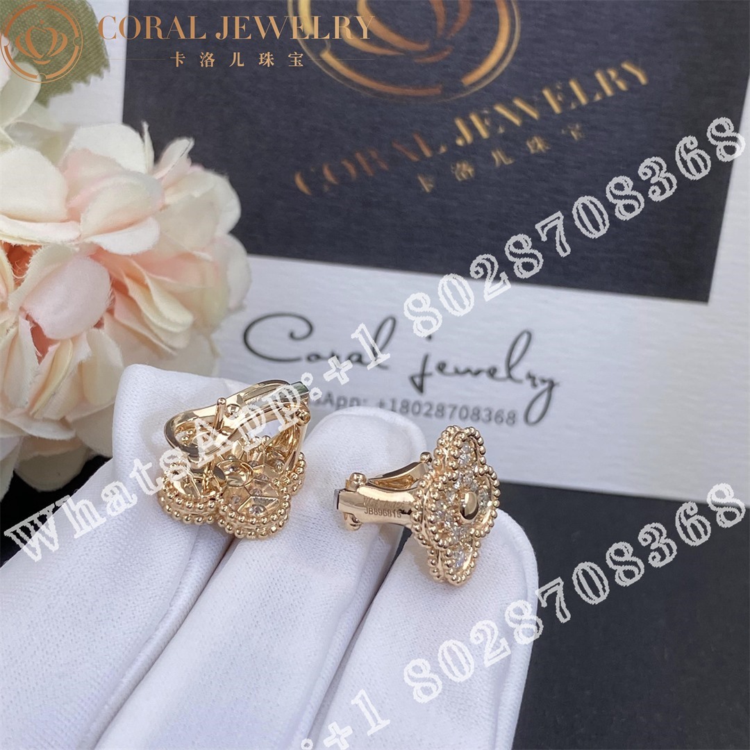 Van Cleef & Arpels Vintage Alhambra Earrings Rose Gold, Diamond  VCARP2R500 - Image 4