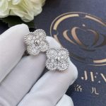 Van Cleef & Arpels Vintage Alhambra Earrings White Gold, Diamond VCARA44600
