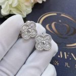 Van Cleef & Arpels Vintage Alhambra Earrings White Gold, Diamond VCARA44600