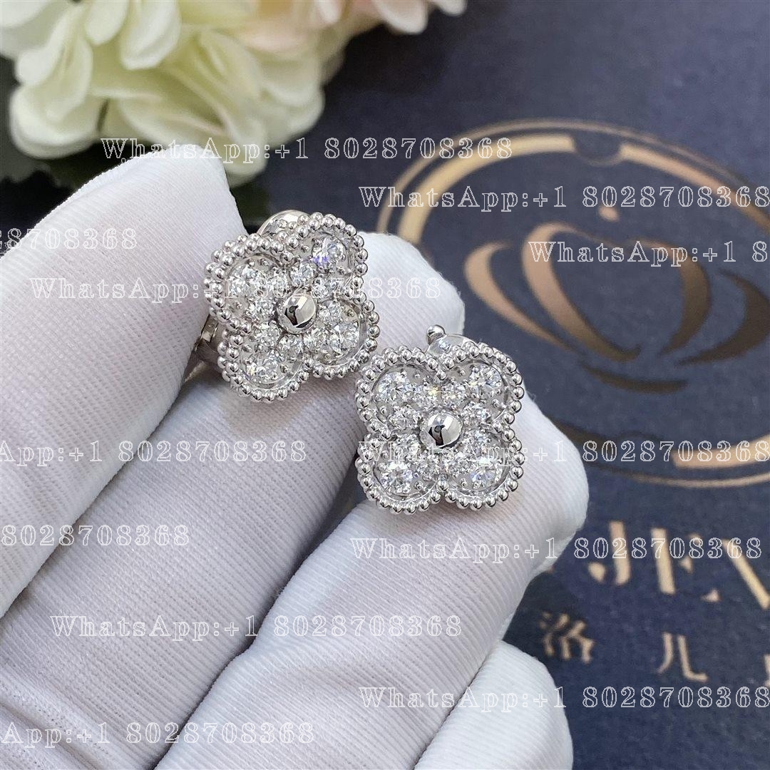 Van Cleef & Arpels Vintage Alhambra Earrings White Gold, Diamond VCARA44600