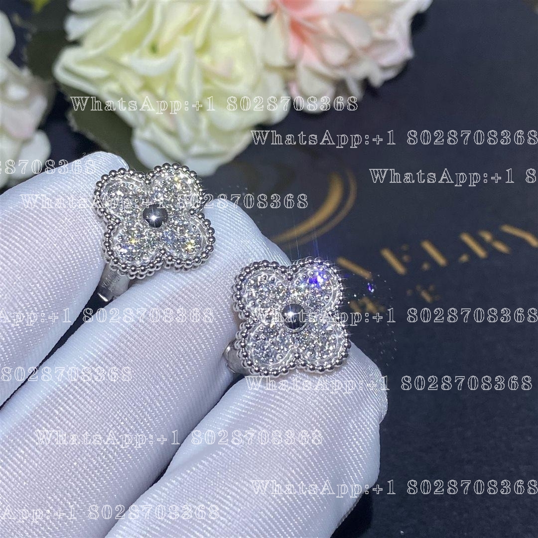 Van Cleef & Arpels Vintage Alhambra Earrings White Gold, Diamond VCARA44600