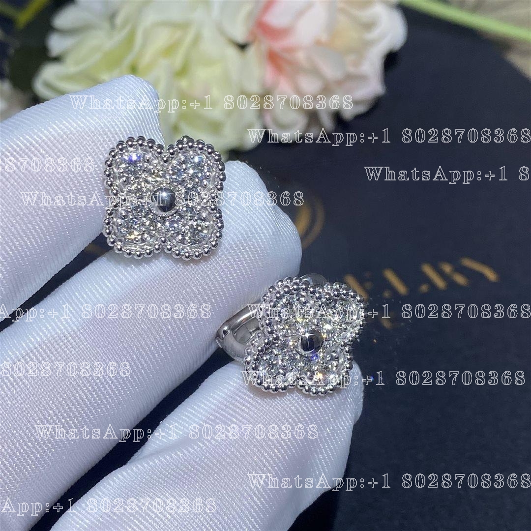 Van Cleef & Arpels Vintage Alhambra Earrings White Gold, Diamond VCARA44600