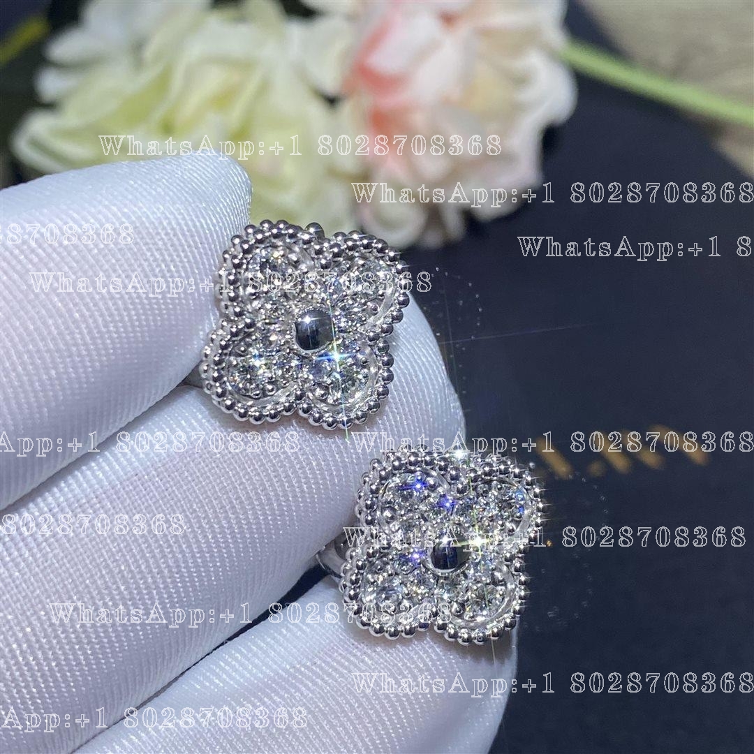 Van Cleef & Arpels Vintage Alhambra Earrings White Gold, Diamond VCARA44600