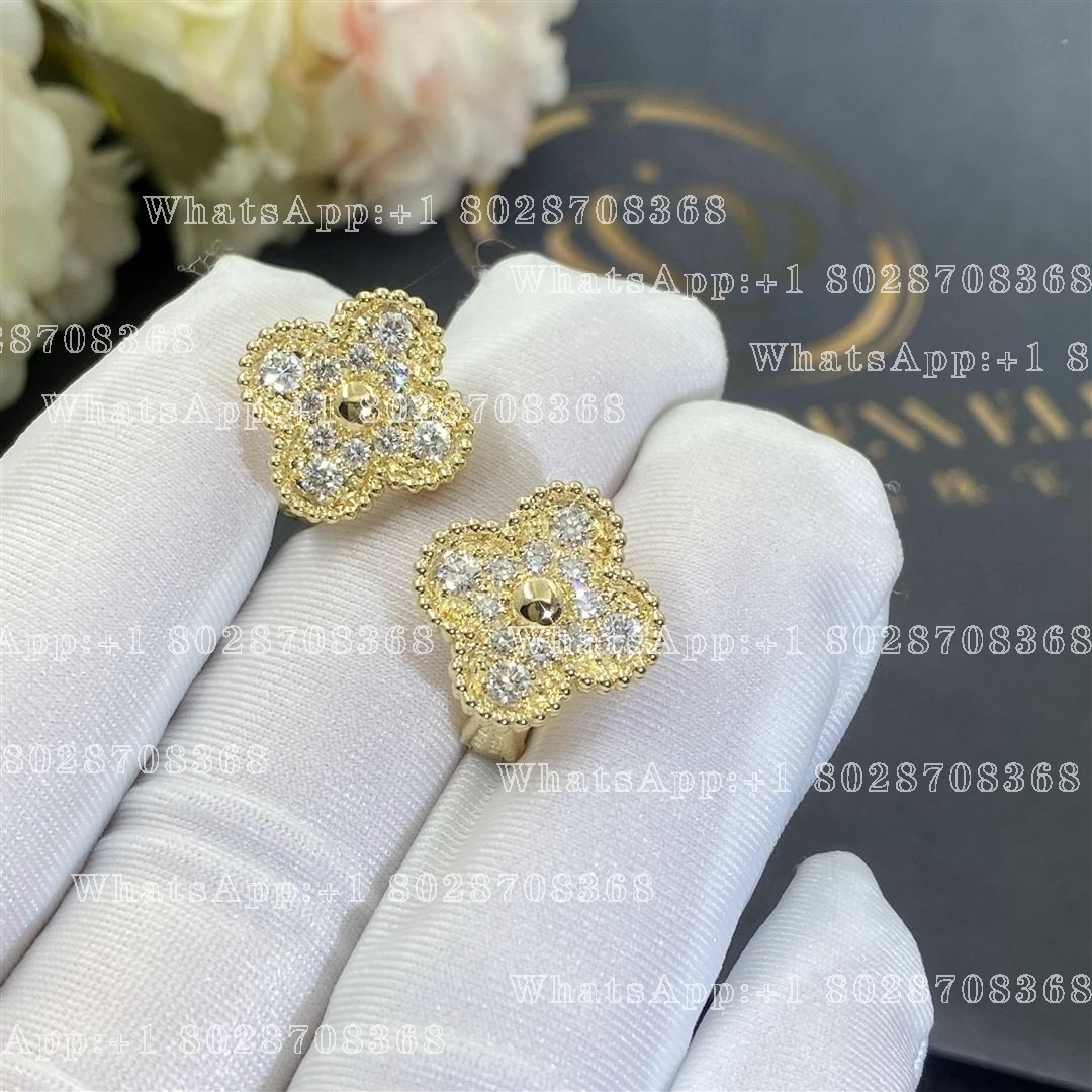 Van Cleef & Arpels Vintage Alhambra Earrings Yellow Gold, Diamond VCARA44700
