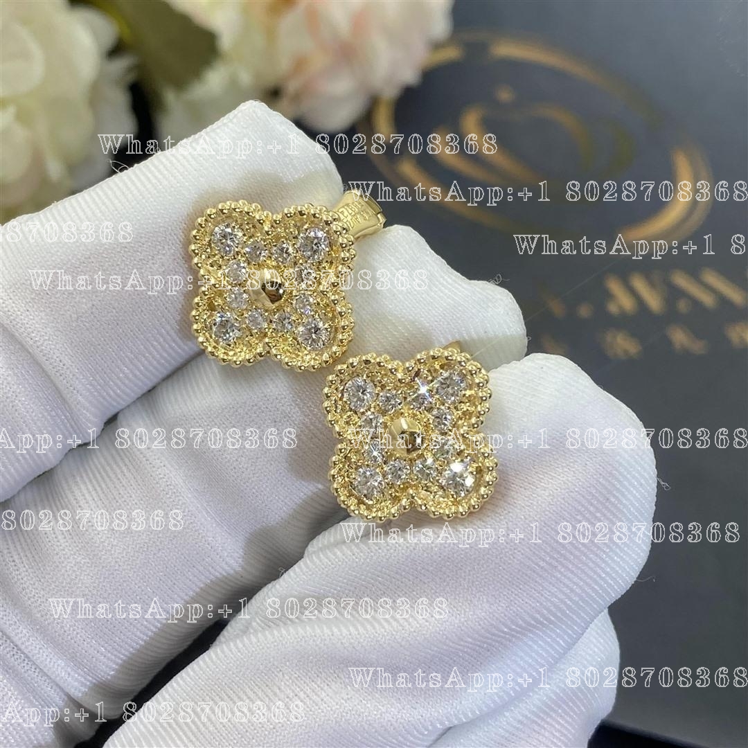 Van Cleef & Arpels Vintage Alhambra Earrings Yellow Gold, Diamond VCARA44700